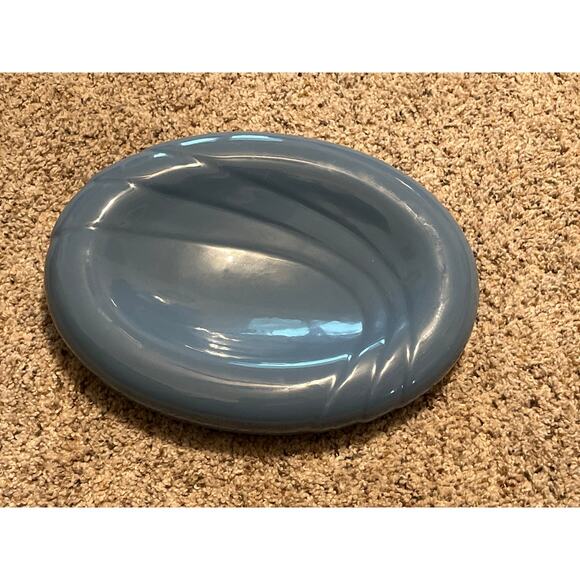 Vintage ROYAL HAEGAR Console Bowl Blue 1984 Art Deco Rolled Rim - Picture 1 of 8
